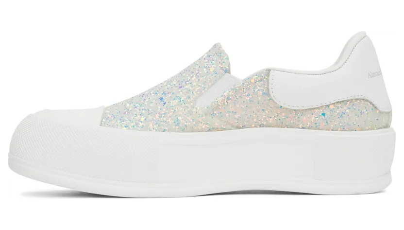 Alexander McQueen White Glitter Slip-On Sneakers (685689W4SA2) (3)