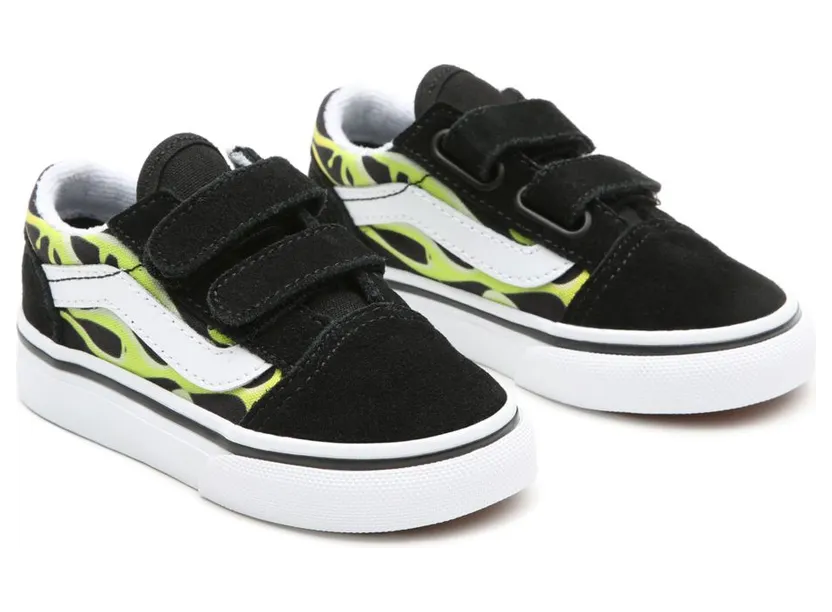 VANS Slime Flame Old Skool V Peuterschoenen (Zwart)