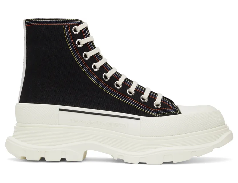 Alexander McQueen Black Tread Slick High Sneakers (662681W4MV4)