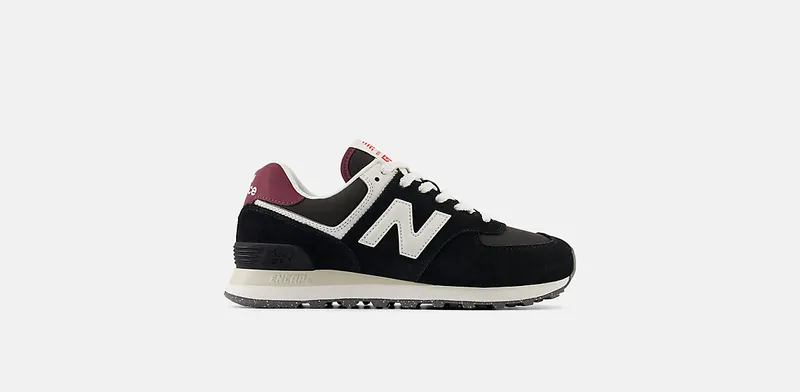 New Balance 574 Black White Burgundy (WL574WBE)