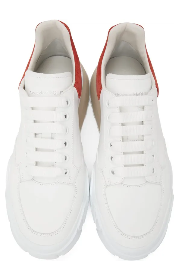 Alexander McQueen White & Red New Court Sneakers (634618WIA95) (5)
