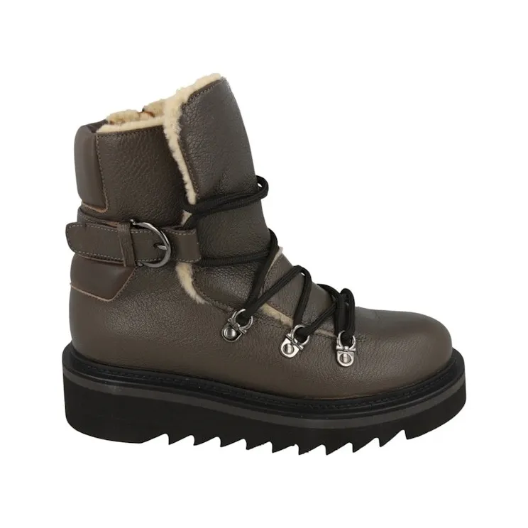 Ferragamo Elimo F Leather Boots Dark Grey (01E240-756771-1C)