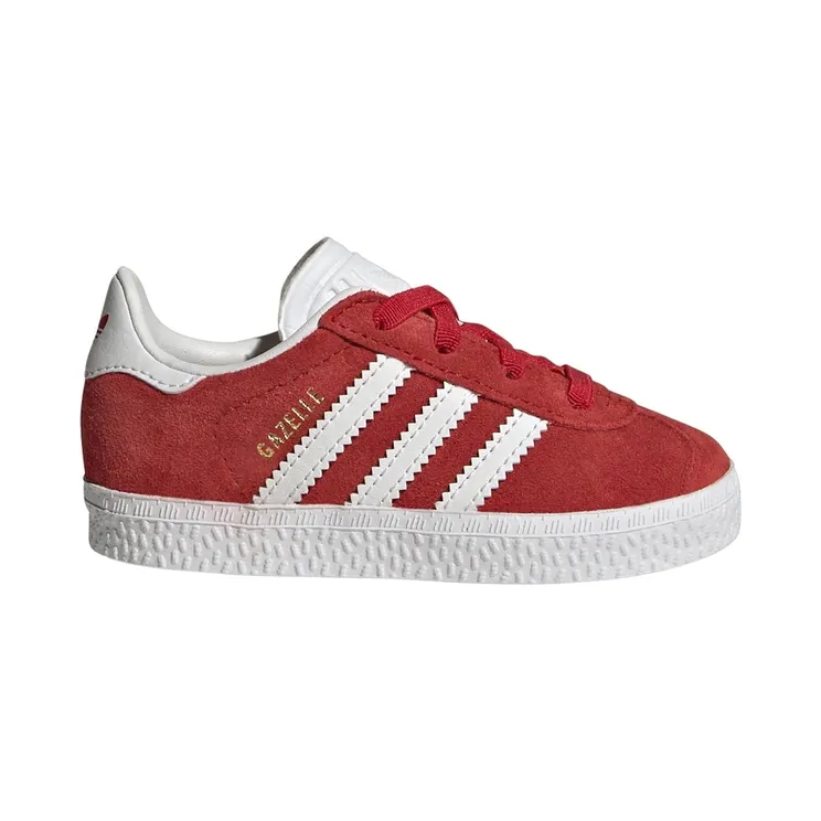 adidas Gazelle Comfort Closure Laces Better Scarlet Cloud White Gold Metallic (IH0362)