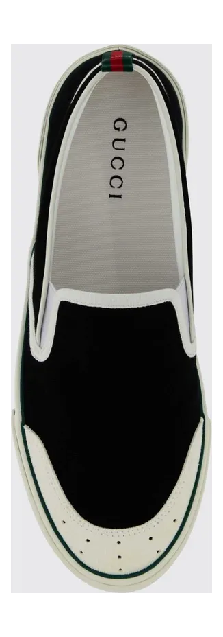Gucci Abstract-Pattern Canvas Slip-On Sneakers with Elasticated Inserts Black (854437FAFS51091) (2)