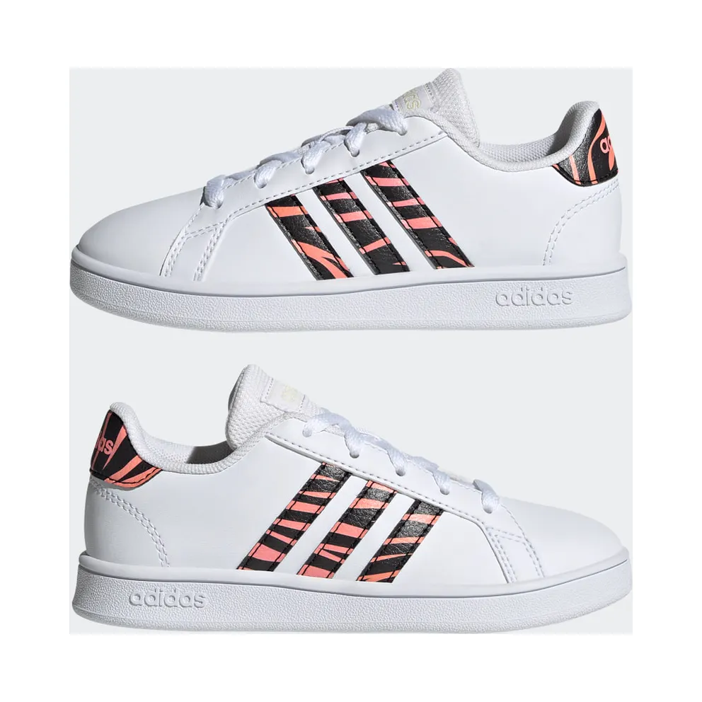 Adidas Grand Court Tiger-Print Cloud White / Core Black / Acid Red (GZ1067)
