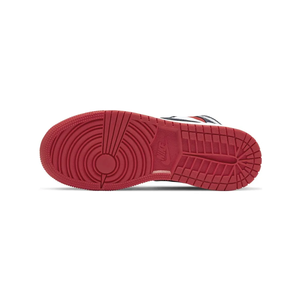 Jordan 1 Mid SE USA (GS) White/Varsity Red-Midnight Navy (BQ6931-104)