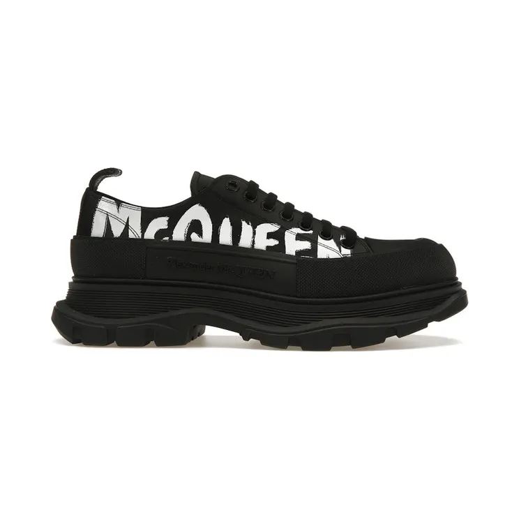 Alexander McQueen Tread Slick Low Lace Up Graffiti Black White (682423WIABD1070)