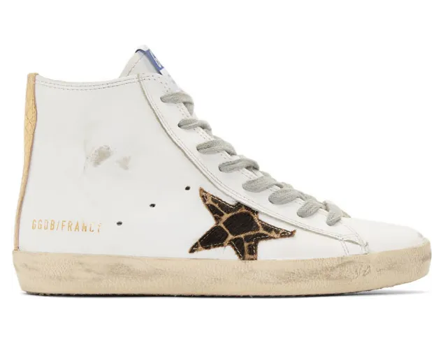 Golden Goose White Cheetah Francy Sneakers (G35WS591.B91)