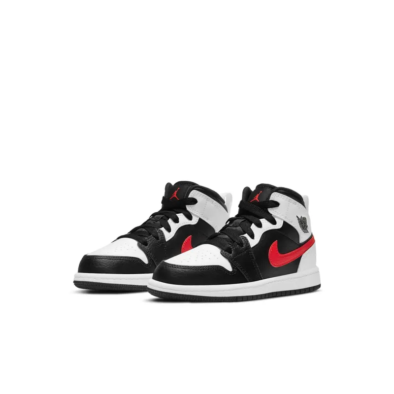 Jordan 1 Mid White Black Chile Red (PS) (640734-075)
