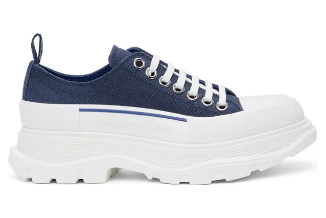 Alexander McQueen Indigo Denim Tread Slick Sneakers (604257W4PD1)
