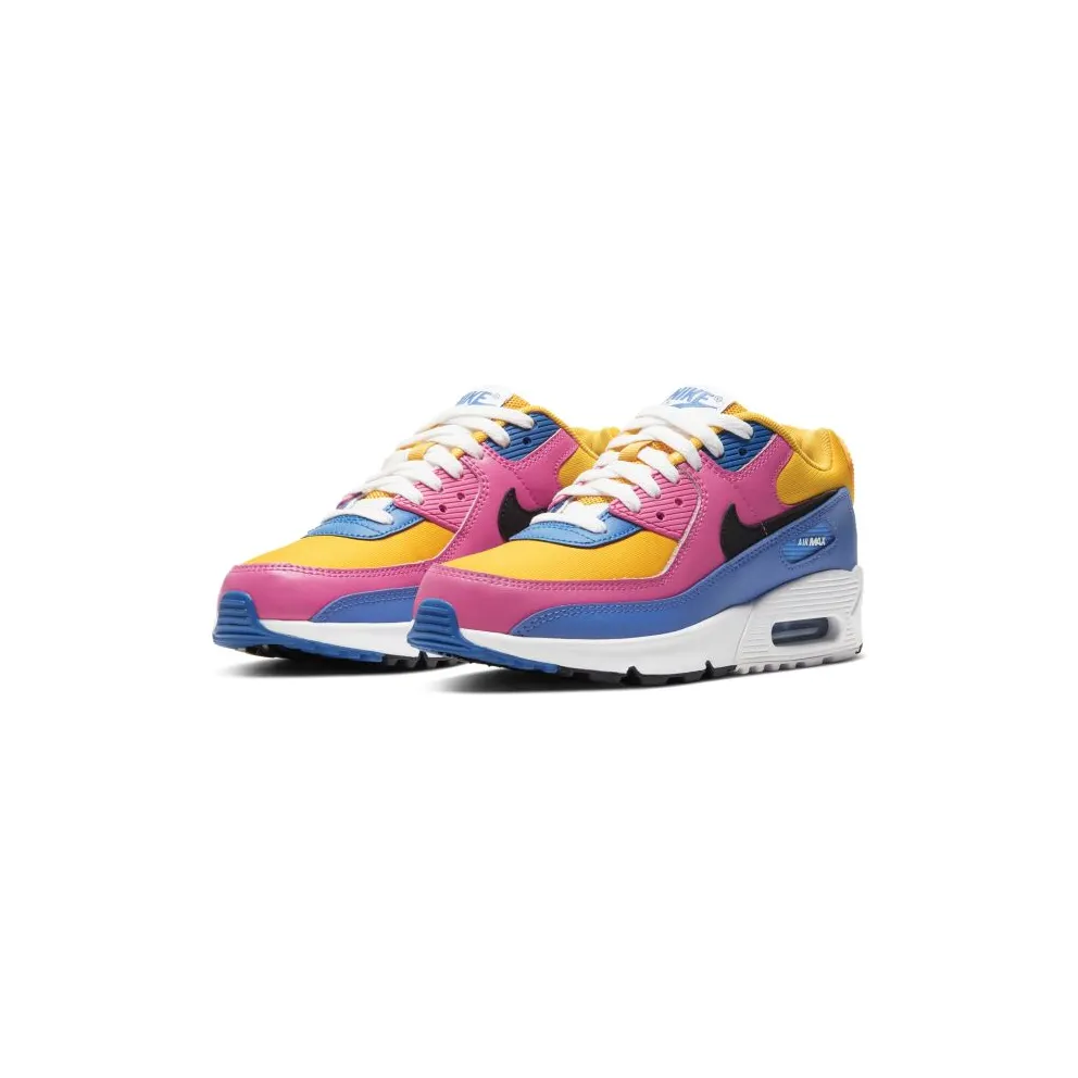 Nike Air Max 90 Leather Multi-Color (GS) University Gold/Battle Blue-White-Black (CD6864-700)