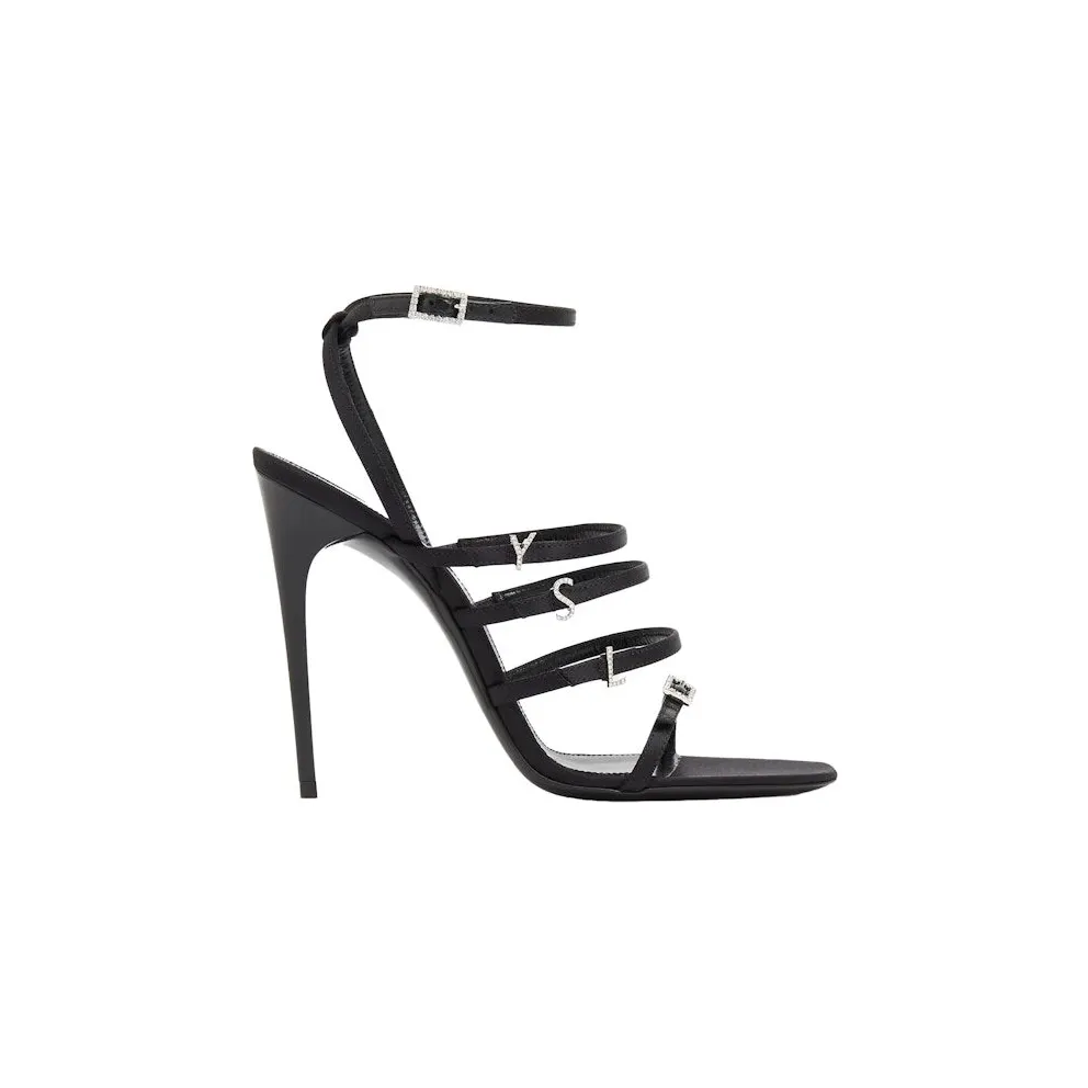 Saint Laurent Jerry Crepe Satin Sandal Black (742235 1UU00 1000)