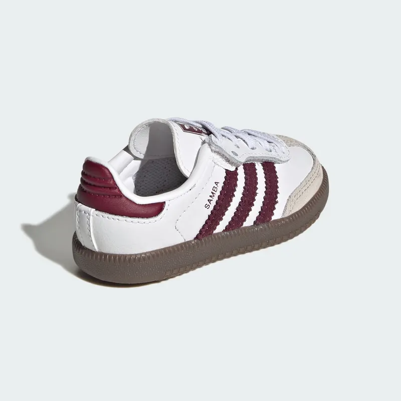 Adidas SAMBA OG COMFORT CLOSURE ELASTIC LACE Shoes Cloud White / Maroon / Gum (KZ8680)