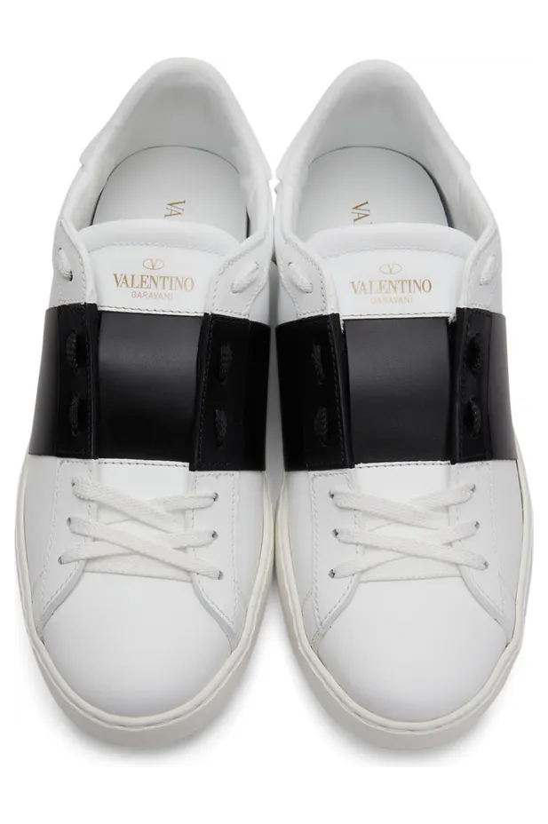 Valentino Garavani White & Blue Calfskin Open Sneakers (XY2S0830BLU) (5)