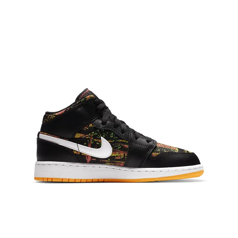 Jordan 1 Mid Black Laser Orange Bright Melon (GS) Black/Laser Orange-Bright Melon-White (555112-003)