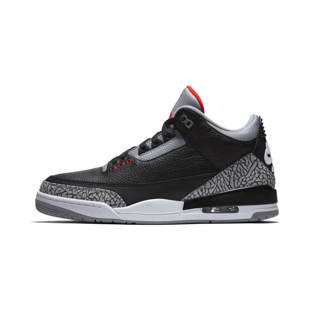 Jordan 3 Retro Black Cement (2018) Black/Fire Red-Cement Grey-White (854262-001)
