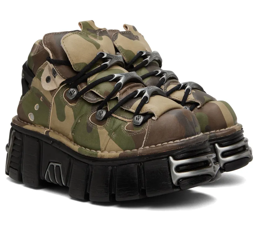 VETEMENTS Khaki New Rock Edition Platform Sneakers (UA53SN200G) (4)
