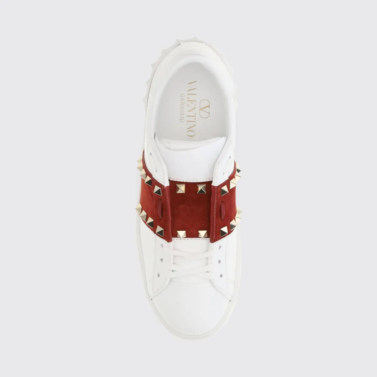 Valentino garavani Rockstud Untitled Leather and Suede Sneakers with Iconic Studs Red (S0A01ZBV3FB) (3)