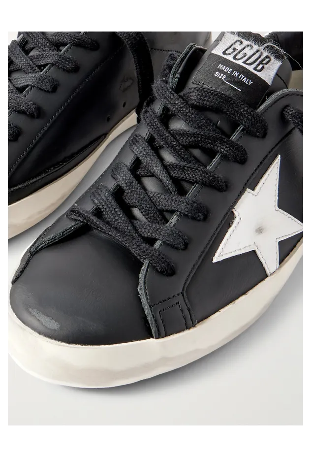 Golden Goose Super-Star Distressed Leather Sneakers Black (GMF00101.F000321) (5)