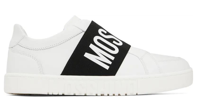 Moschino White Elastic Band Sneakers (MA15032G0F MF0)