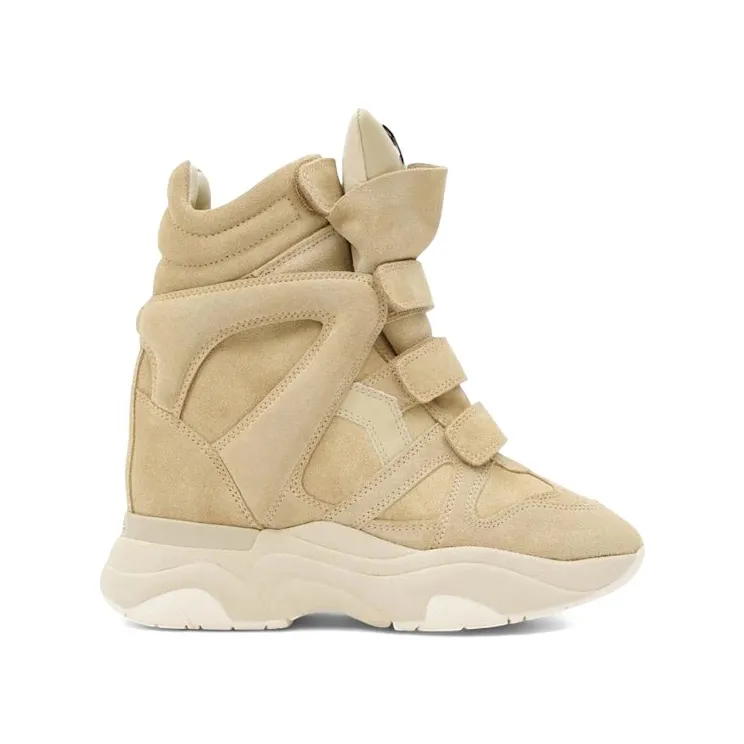 Isabel Marant Balskee High-Top Wedge Sneakers Beige Suede Calfskin Leather (BK0009FA-A1E18S-90BE)