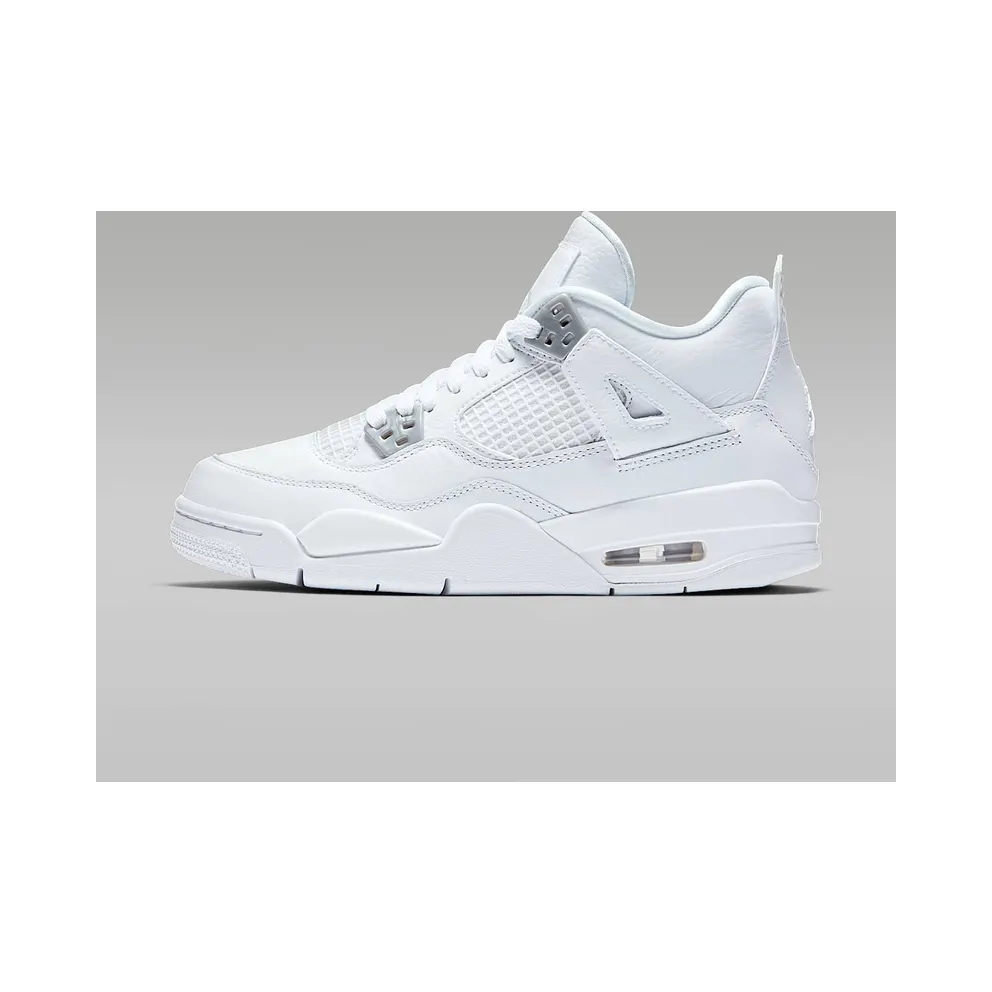 Jordan 4 Retro Pure Money 2017 (GS) White/Metallic Silver-Pure Platinum (408452-100)