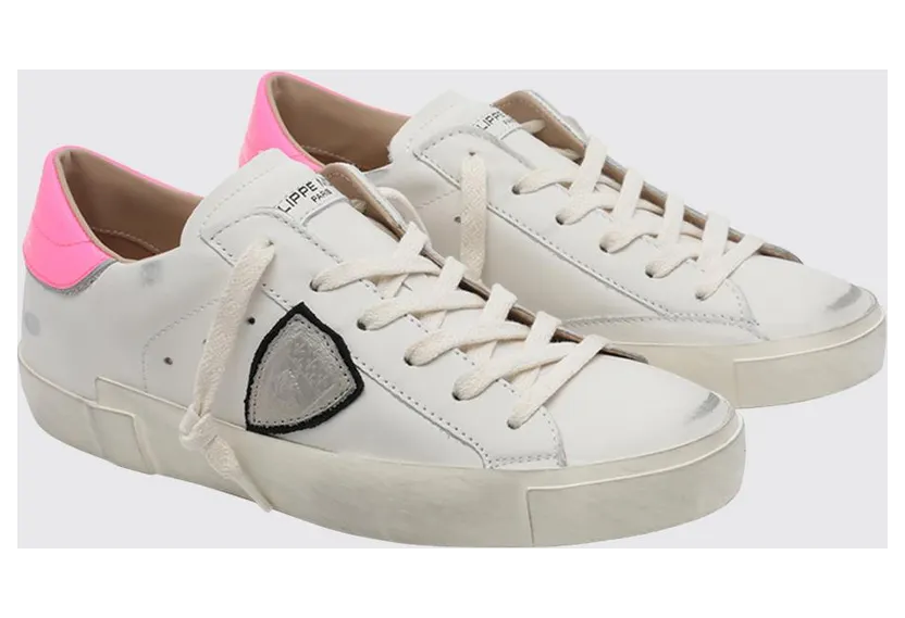 Philippe Model Prsx Bicolour Low-Top Calfskin Trainers with Shield Logo Bianco 4 (PRLDVP24)
