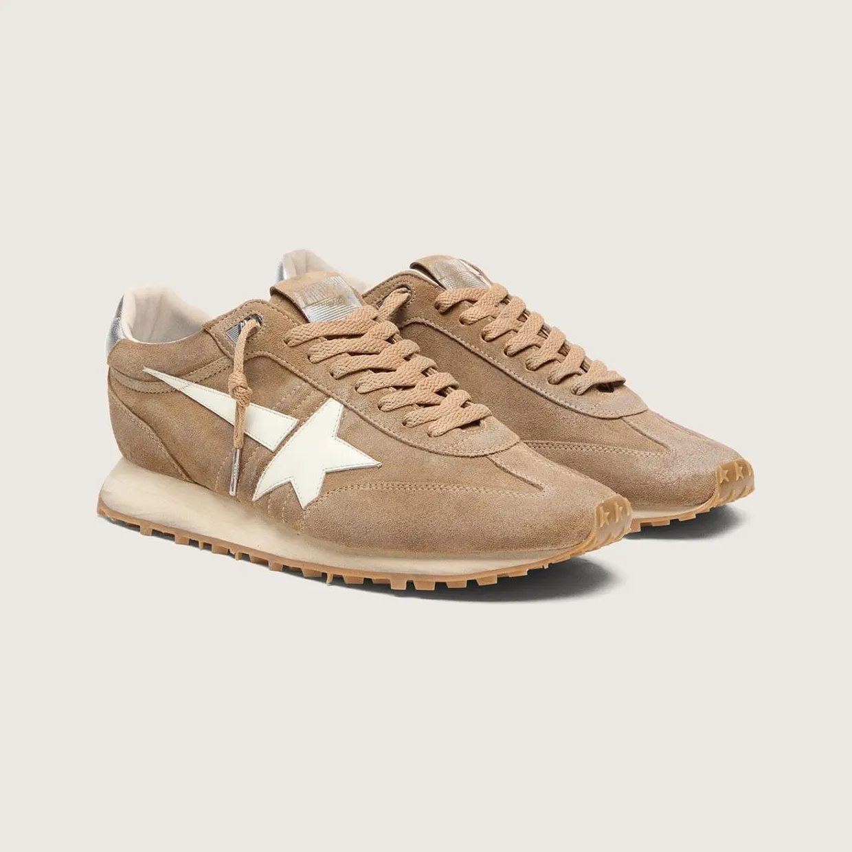 Golden Goose Men’S Marathon In Tobacco Suede With White Star (GMF01071.F008445.55777) (2)