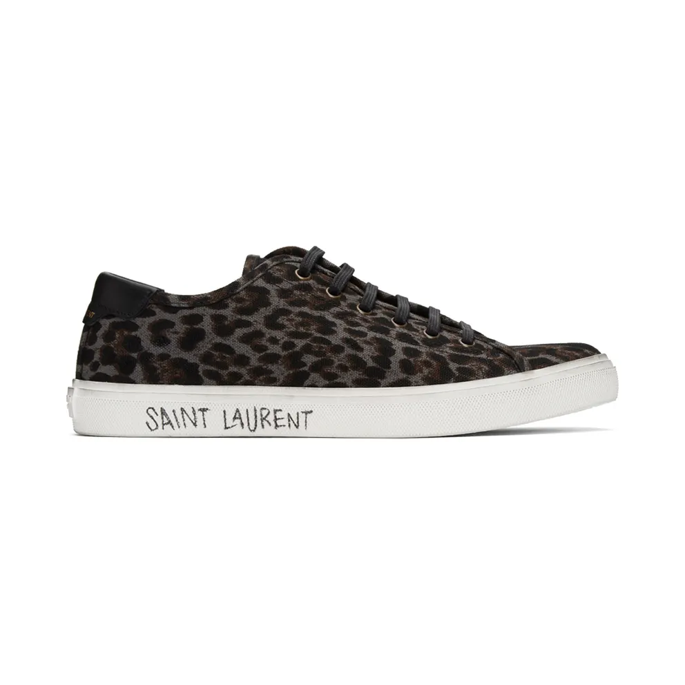 Saint Laurent Grey Leopard Malibu Sneakers (6064081ZB10)