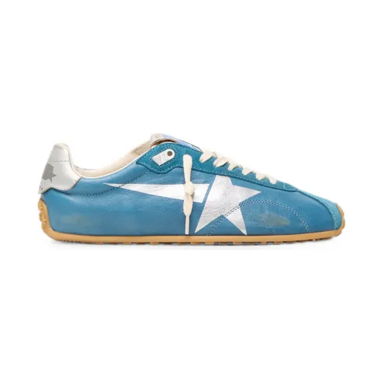 Golden Goose Marathon Speed aus blauem Nappa mit bedrucktem Stern und silbernem Lederabsatz (GWF00892F007833)