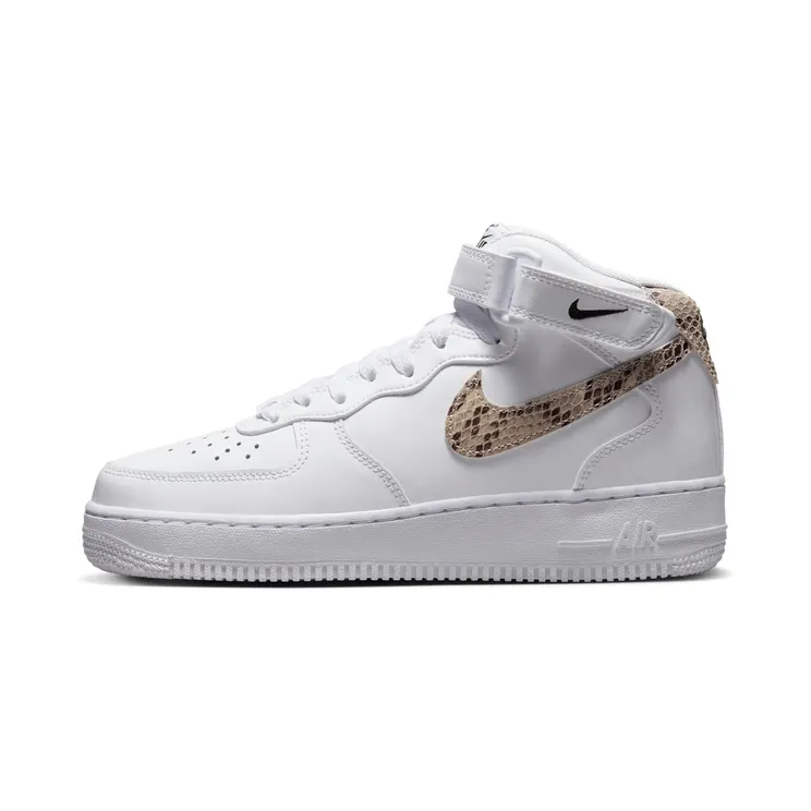 Nike Air Force 1 ’07 Mid White Snake Swoosh “White / Black / Sand Drift” (DD9625-101)