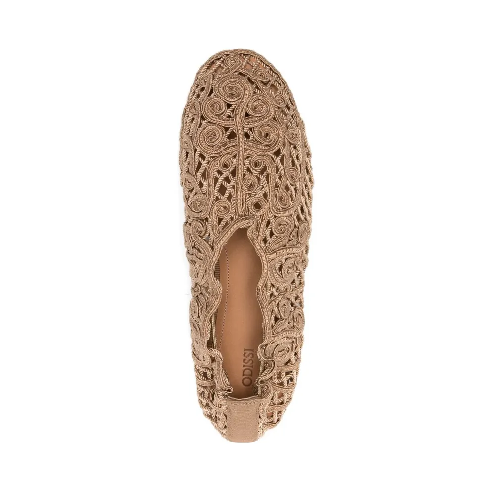 ODISSI Beige Iris crochet ballerina flats OD46039A23040/S_ODIS-110_500-37.5