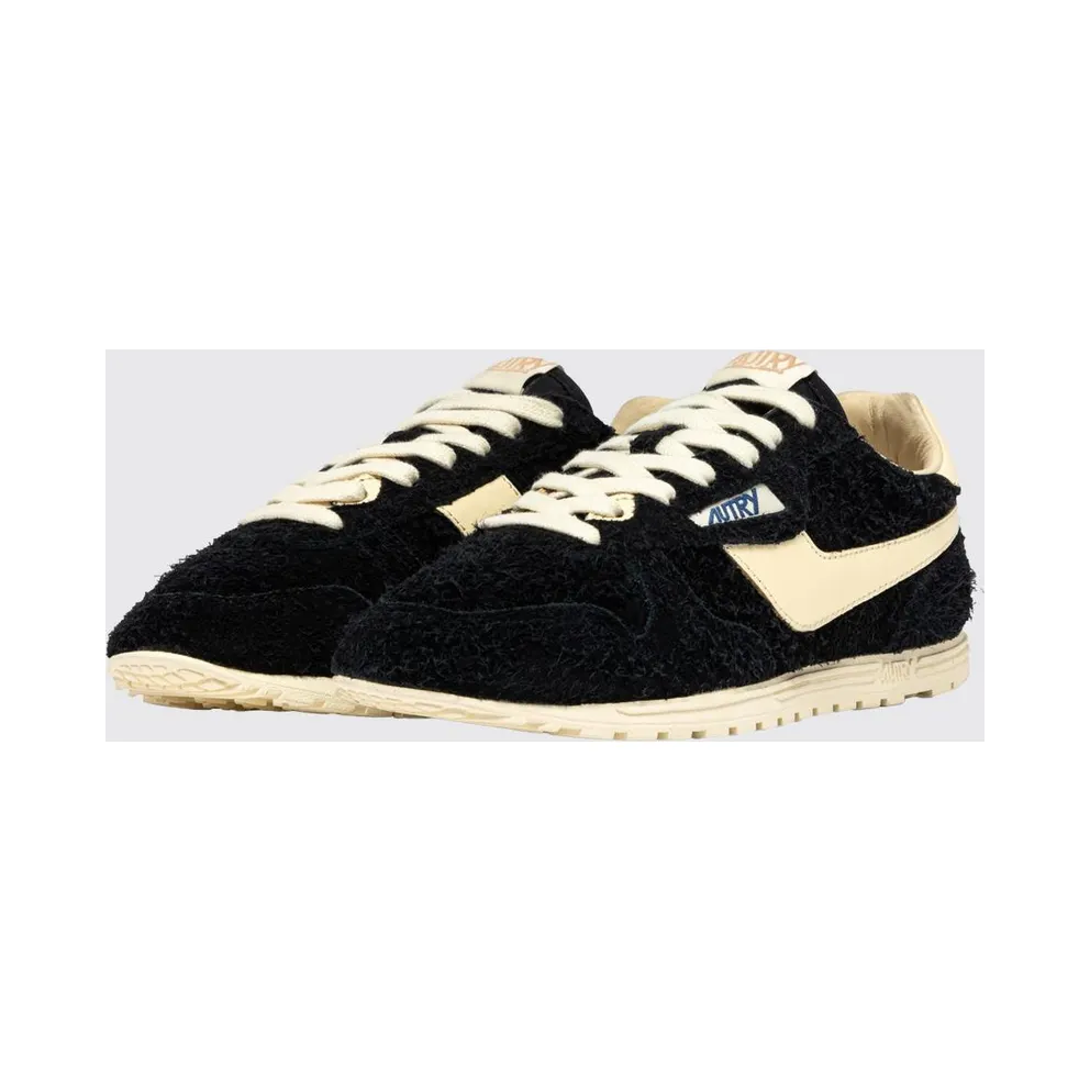 Autry Windspin Bicolour Low Top Sneakers in Leather and Nylon Black (WSLMUB27)