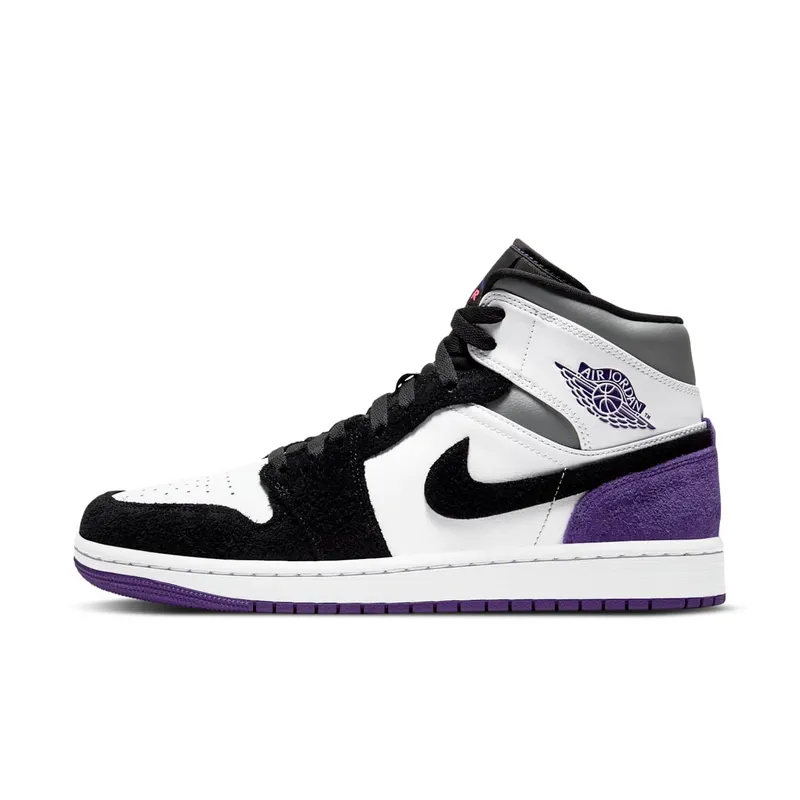 Jordan  1 Mid SE Purple White/Black-Light Solar Flare Heather-Varsity Purple (852542-105)