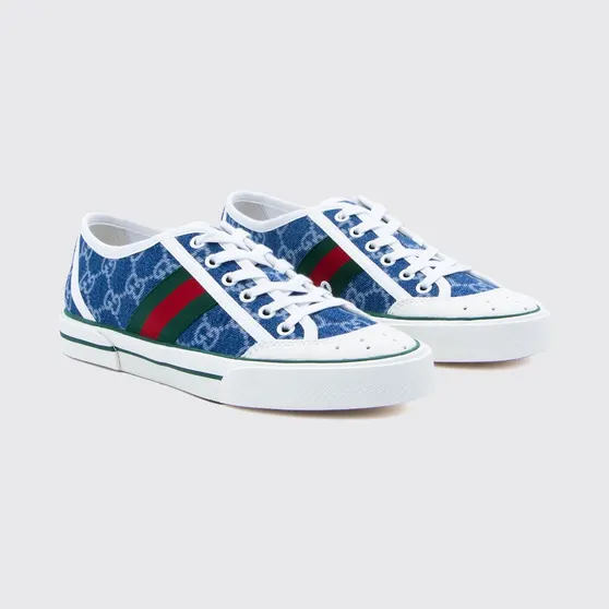 Gucci Tennis 1977 Sneakers in Denim with GG Monogram Denim (859219FAFIW4749)