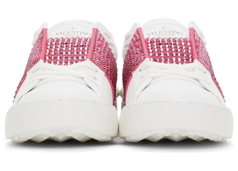 Valentino Garavani White & Pink Crystal Open Sneakers (XW2S0781ZZC) (2)