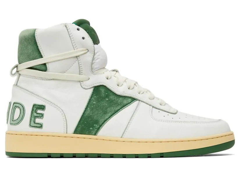 Rhude White & Green Rhecess Hi Sneakers (RHFW21FO20040433)