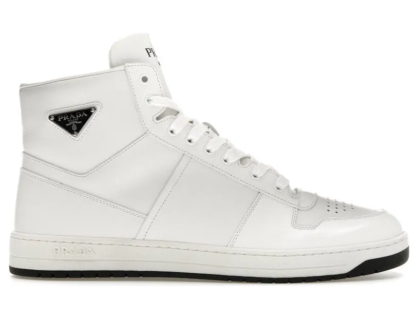 Prada Downtown High Top Sneakers Leather White Black (2TE183_3LJ6_F0964)