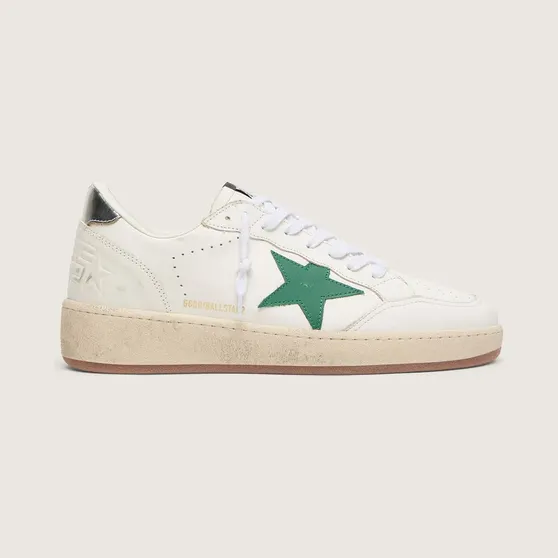 Golden Goose Ball Star With Green Leather Star And Metallic Leather Heel Tab (GMF00804.F006971.10630)