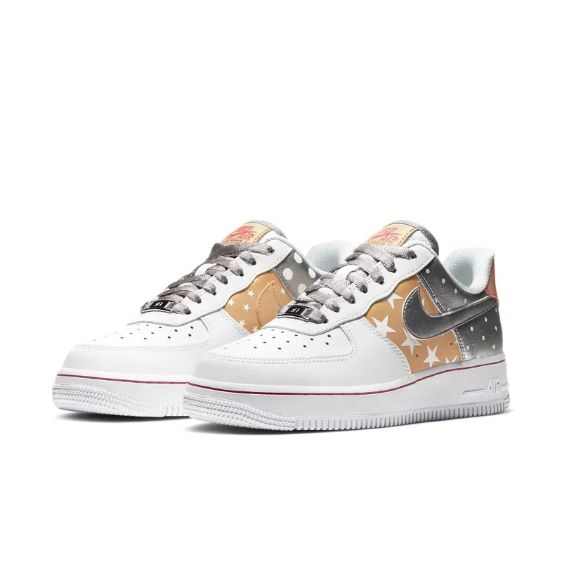 Nike Air Force 1 Stars – “White / Metallic Gold / University Red / Metallic Silver” (CT3437-100)