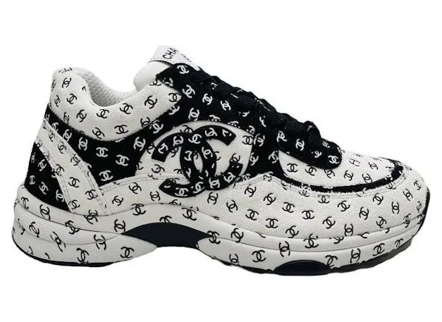 Chanel Suede Trainer Printed CC White (W)