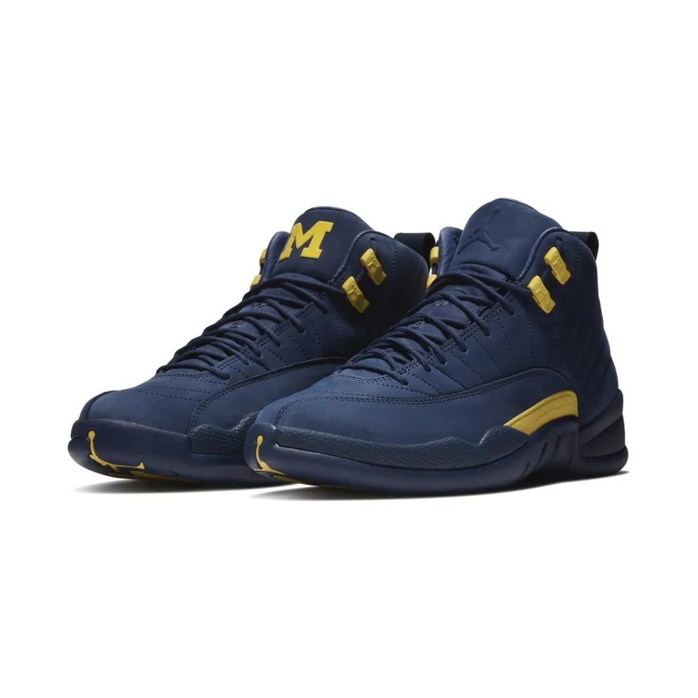 Jordan 12 Retro Michigan College Navy/Amarillo (BQ3180-407)