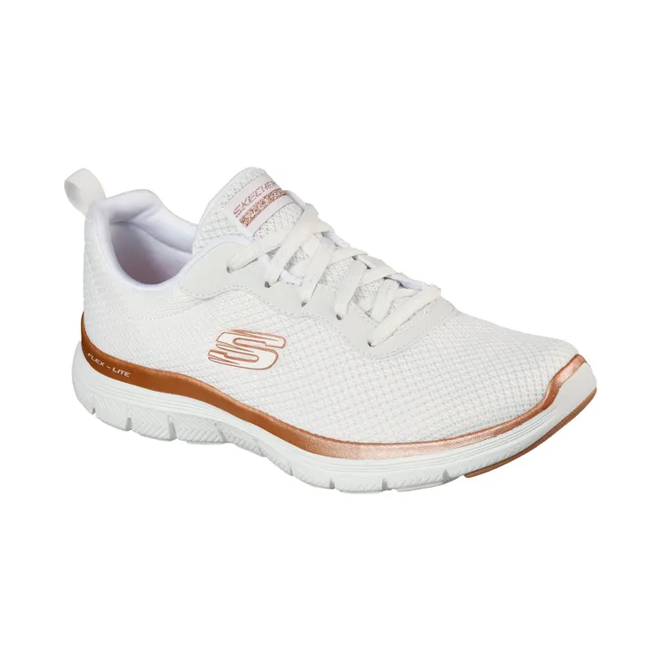 Skechers Flex Appeal 4.0 Brilliant View “White / Roos Gold (149303 Wtrg)” (149303WTRG)