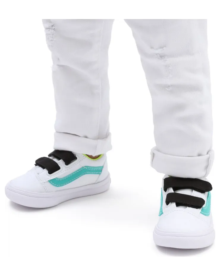 VANS Fluro Comfycush Old Skool Velcro Peuterschoenen Wit (VN0A4TZIABU)