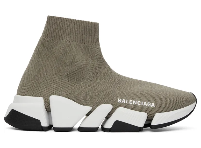 Balenciaga Taupe & White Speed 2.0 Sneakers (617196 W2DB2)