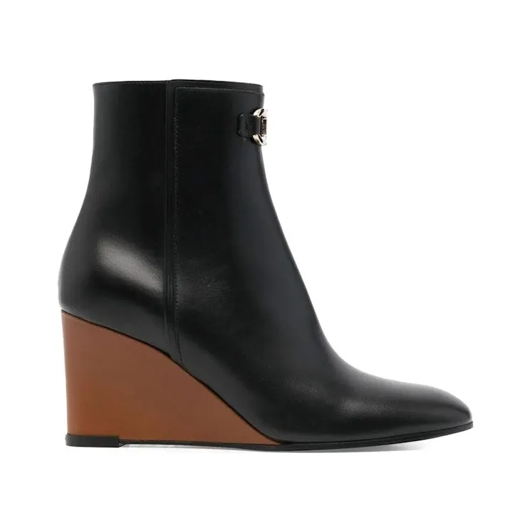 Ferragamo 70mm Wedge-Heel Ankle Boots Black (01C807751066)