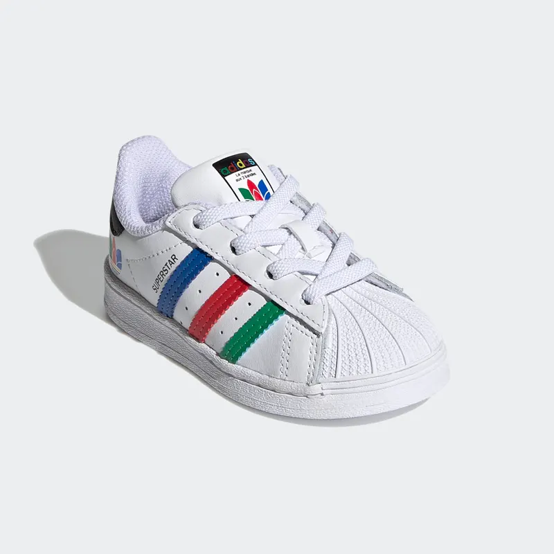 Adidas Superstar Infant ‘Colorful Stripes – Cloud White’ Cloud White/Green/Core Black (FW5240)