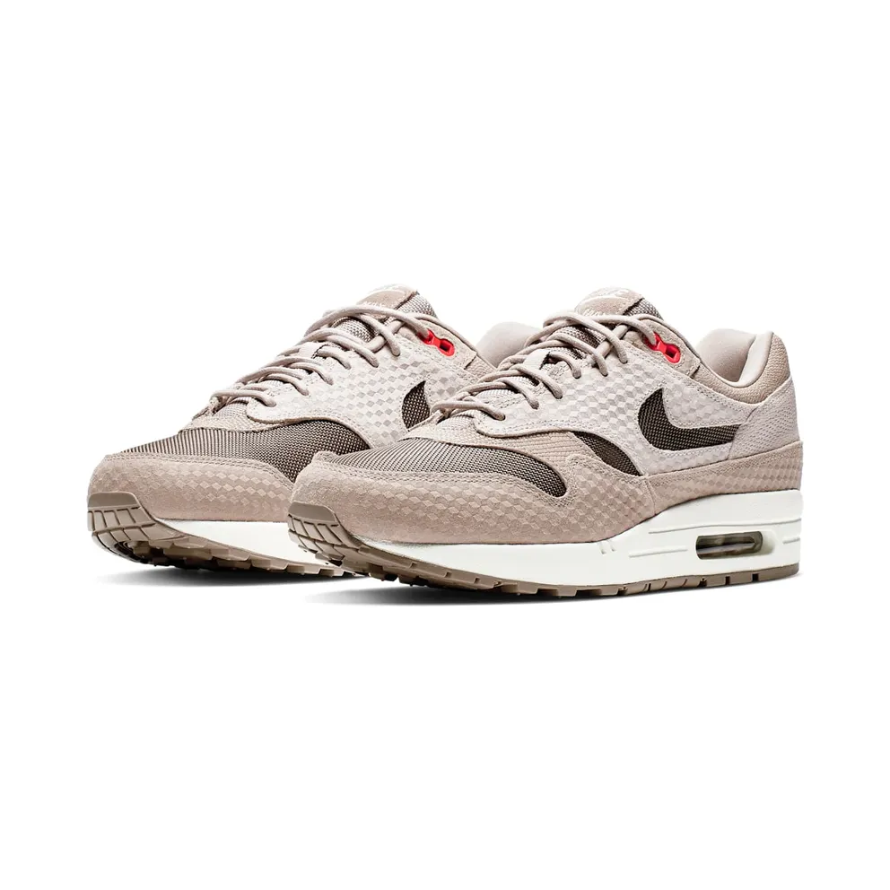 Nike Air Max 1 Cut Out Swoosh Moon Particle Moon Particle/Ridgerock-Sepia Stone-Bright Crimson-Sail (875844-205)