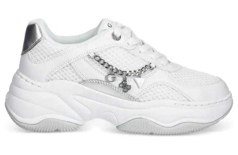 GUESS USA Harpaa Sneakers mit Kettendetail – Weiß (FLPHARELE12WHITE)