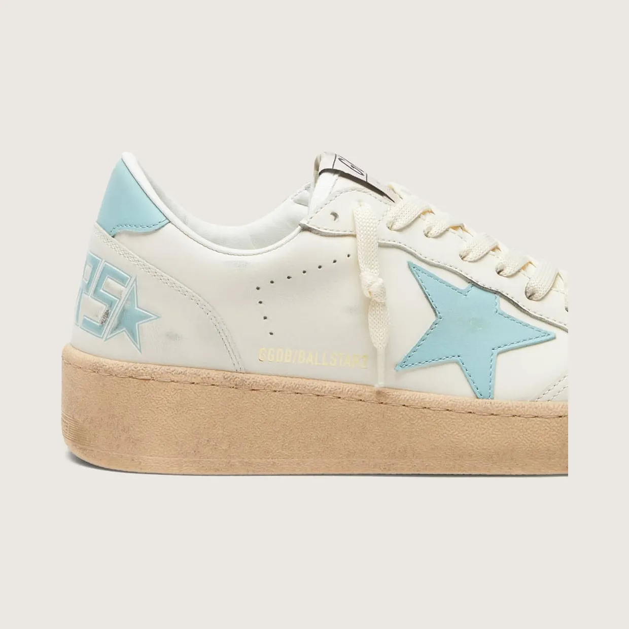 Golden Goose Women’S Ball Star In White Leather With Light Blue Star (GWF00804.F008501.10422) (4)